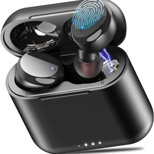 TOZO T6 True Wireless Earbuds Bluetooth 5.3 Headphones 45H Long Playtime, Wireless Charging Case, IPX8 Waterproof Stereo Earphones, Built-in Mic Calls, Headset Premium Deep Bass 32 Preset EQs via APP