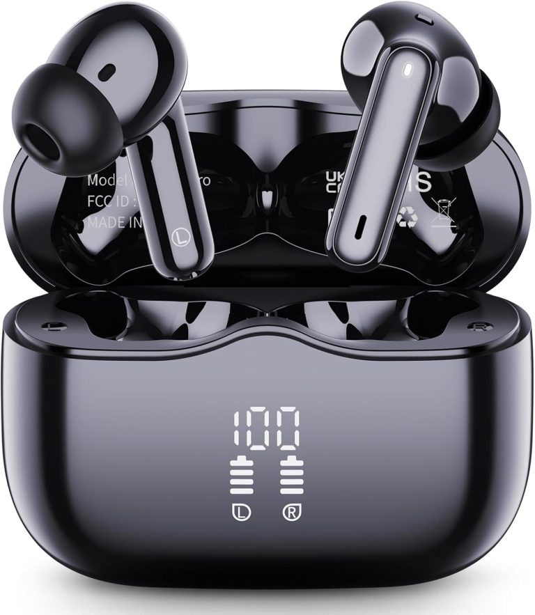 Wireless Earbuds, 2025 Bluetooth 5.4 Headphones Hi-Fi Stereo 3D Bass Ear Buds, 4 ENC Noise Cancelling Mic, 36Hrs USB-C in-Ear Earphones, IP7 Waterproof Workout Sport for Laptop Pad Android iOS, Black