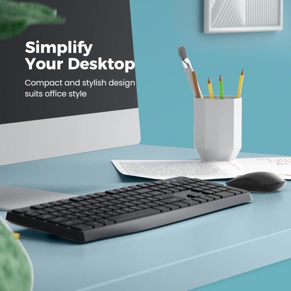 Wireless Keyboard and Mouse Combo, Lovaky 2.4G Full-Sized Ergonomic Keyboard Mouse, 3 DPI Adjustable Cordless USB Keyboard and Mouse, Quiet Click for Computer/Laptop/Windows/Mac (1 Pack, Black) - Image 4